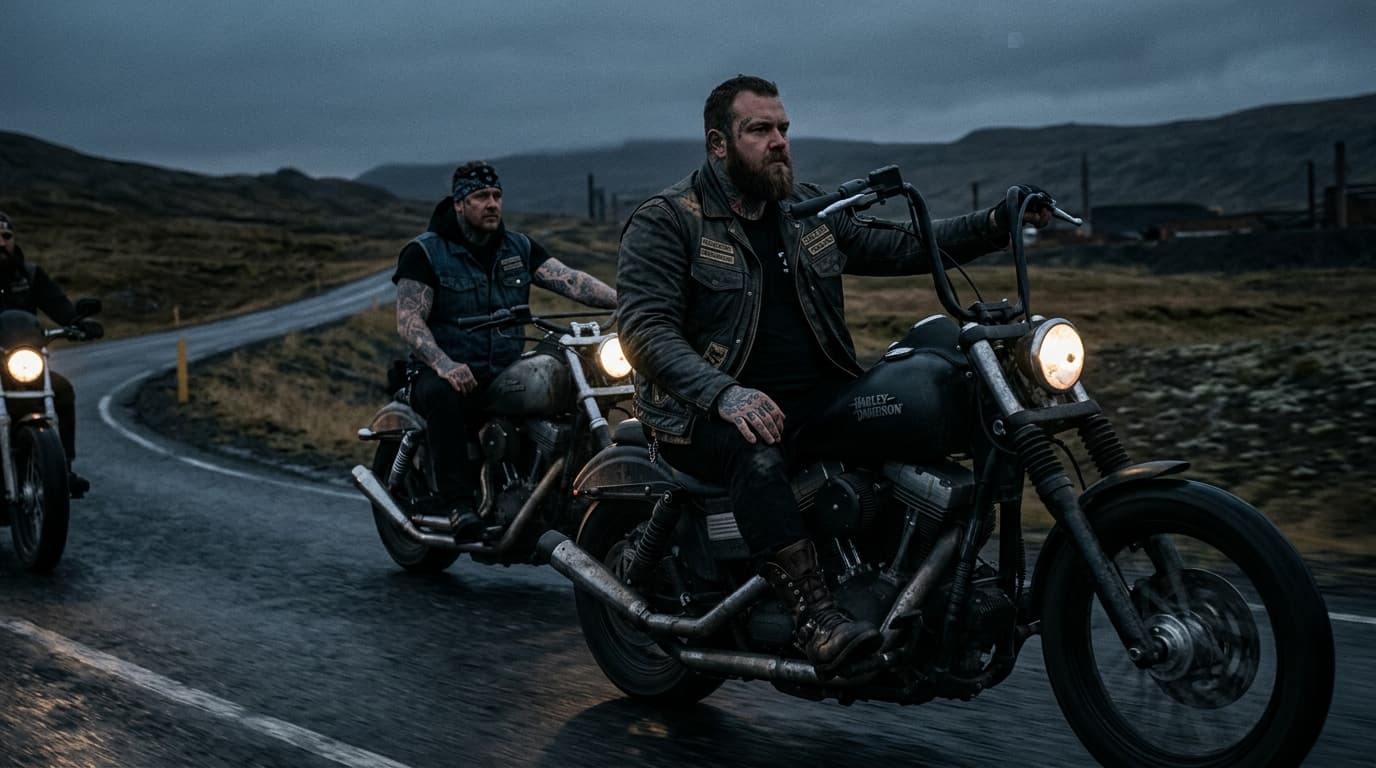 Dos motoristas en una carretera abierta de noche